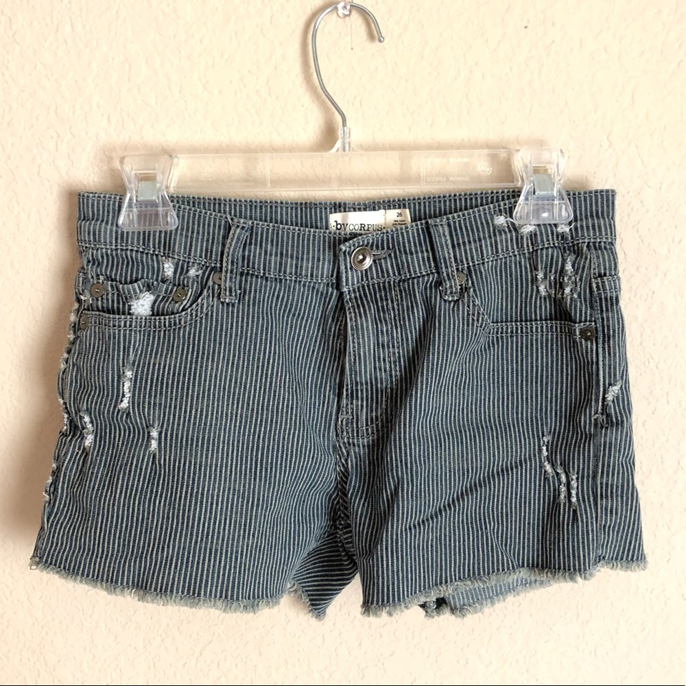 UO jean shorts, striped, frayed edges, size 26